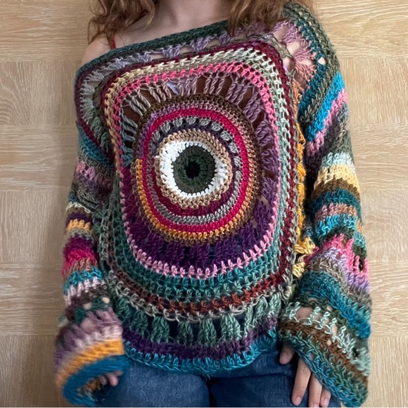 clothing by lexi Sweaters - Hand made evil eye sweater.